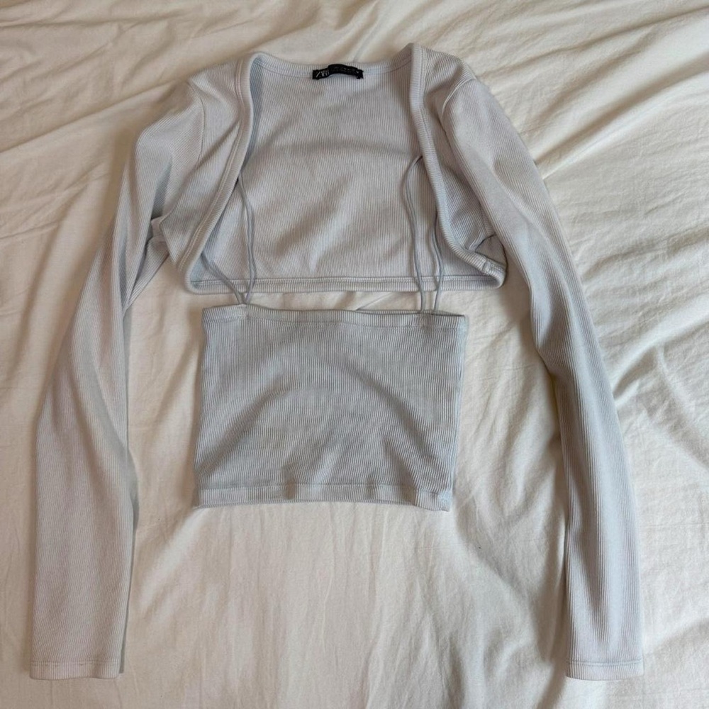 Zara Long Sleeve Crop Top Set